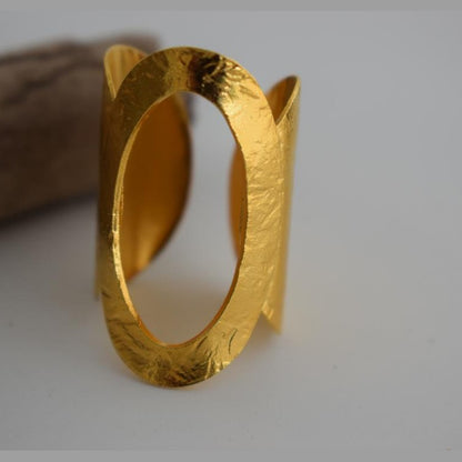 Aegis ring Greek hammered jewelry with bold open oval design, available in gold, silver, and rose gold plated.