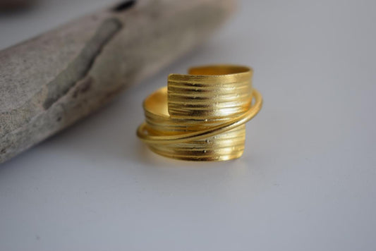 Danae ring – Greek hammered jewelry – 18K gold, silver, and rose gold plated