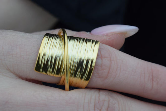 Danae ring – Greek hammered jewelry – 18K gold, silver, and rose gold plated
