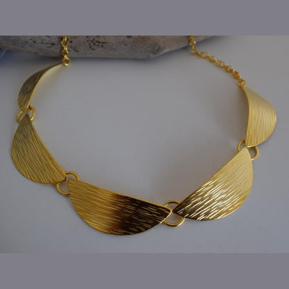 Handmade Avgi necklace with hammered plates, Greek hammered jewelry available in 18K gold, silver and rose gold plating.