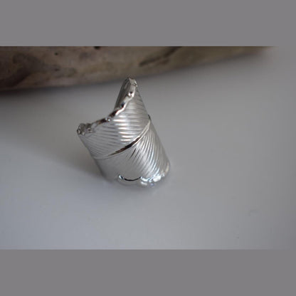 Narkissos ring Greek hammered jewelry with sculptural leaf-inspired texture, available in gold, silver, and rose gold plated.