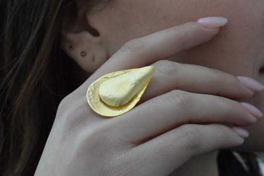 Phylion ring – Greek hammered jewelry – 18K gold, silver, and rose gold plated
