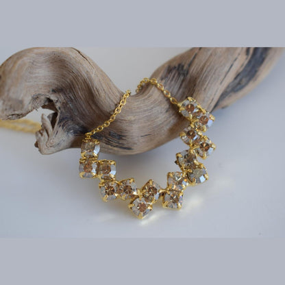 Asteria Necklace – Handmade Greek Hammered Jewelry in 18K gold or silver plated with shimmering crystals inspired by the goddess of the stars.