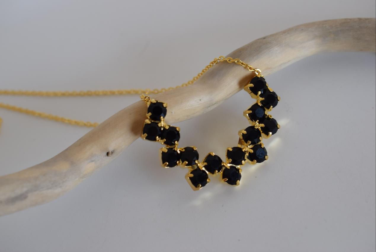 Asteria Necklace – Handmade Greek Hammered Jewelry in 18K gold or silver plated with shimmering Swarovski crystals inspired by the goddess of the stars.