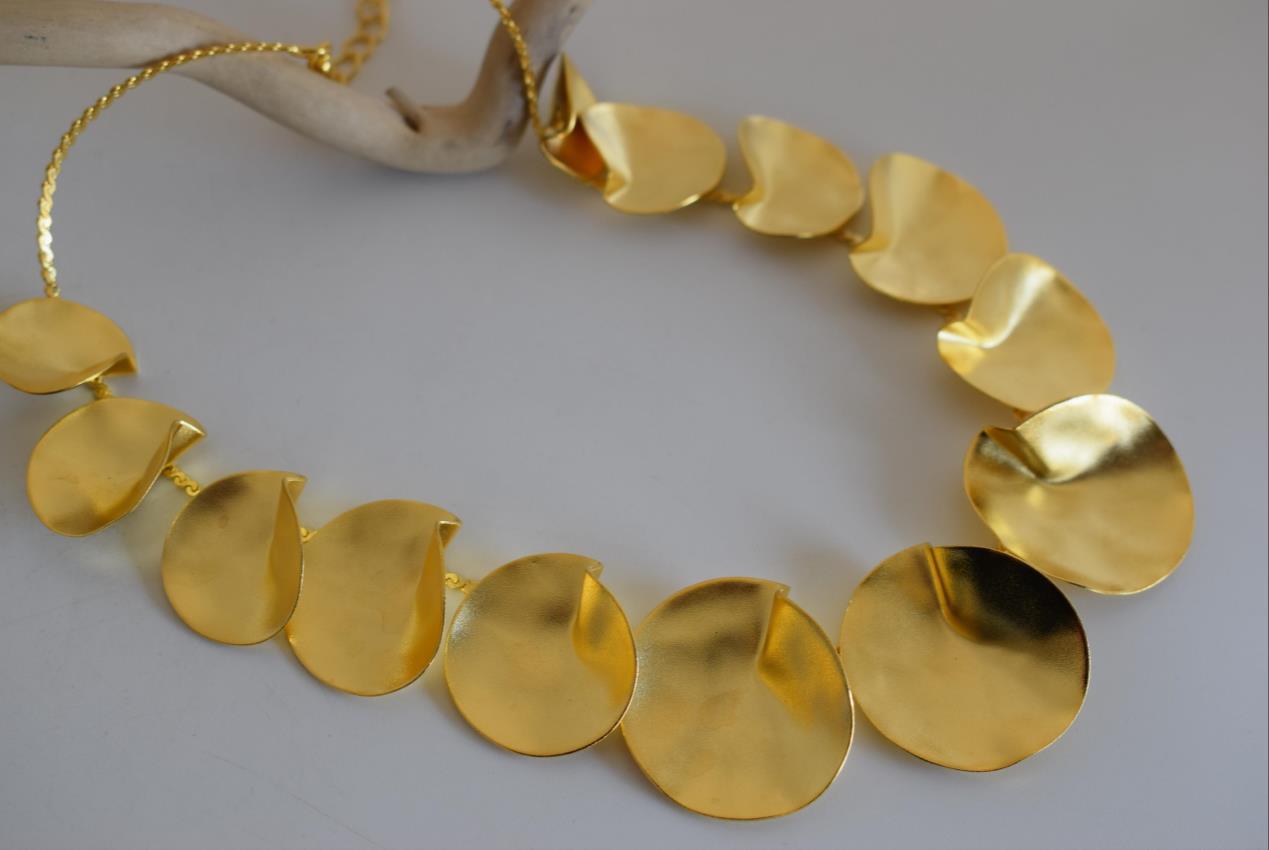 Amphitrite necklace – Greek hammered jewelry – available in 18K gold, silver, and rose gold plating