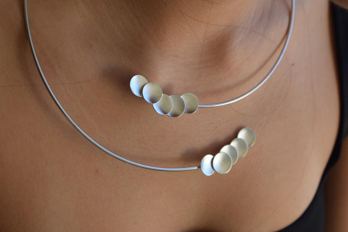 Leucothea Earrings – Handmade Greek hammered jewelry with cascading gold leaf design, available in 18K gold and silver plated.