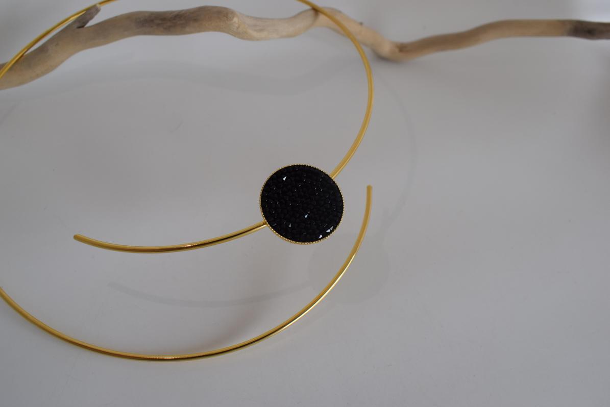 Galaxia Necklace – Handmade Greek hammered jewelry with Swarovski crystal detail, available in 18K gold or silver plated finish.