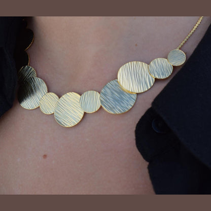 Krateras Necklace – Handmade Greek hammered necklace inspired by ancient krater shapes, available in 18K gold or silver plated finish.