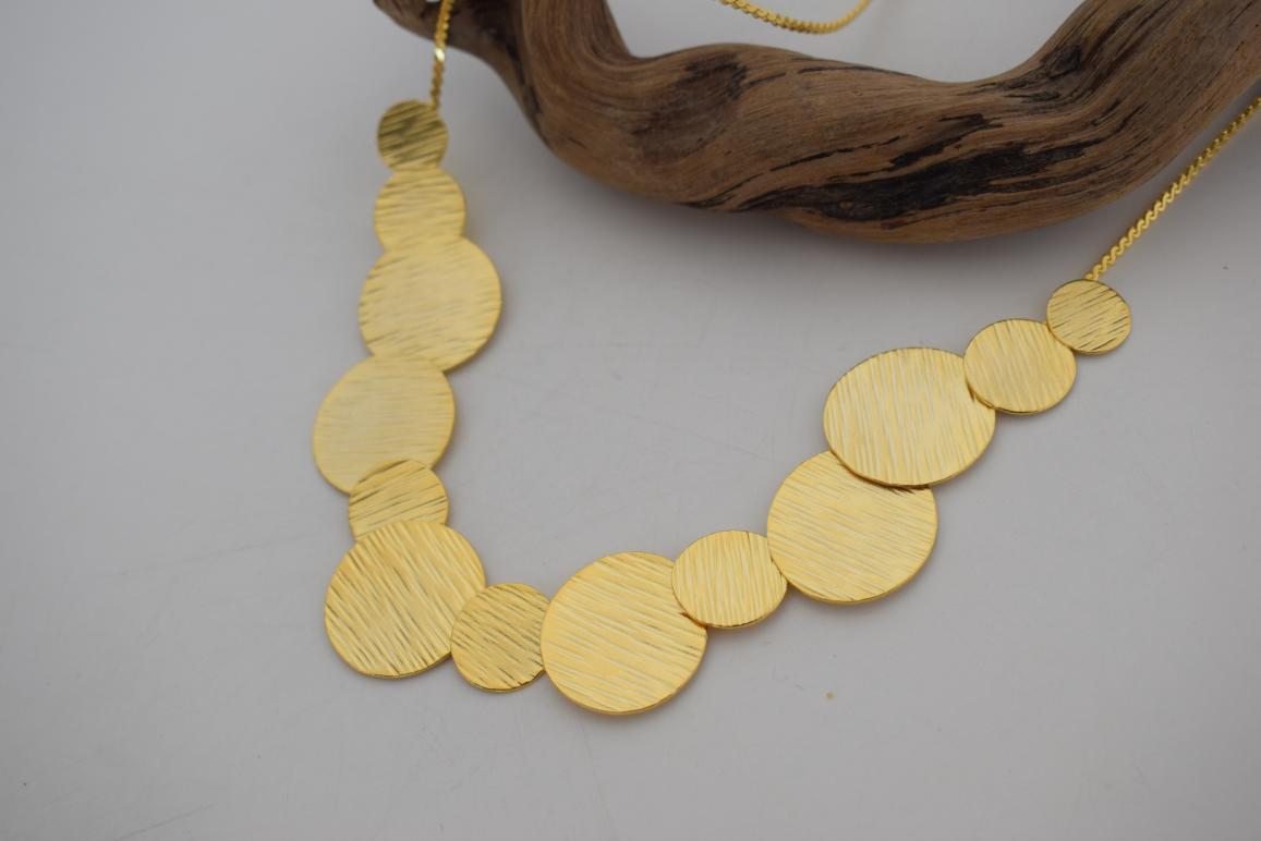 Krateras Necklace – Handmade Greek hammered necklace inspired by ancient krater shapes, available in 18K gold or silver plated finish.