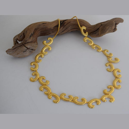 Ikaria Necklace – Handmade Greek hammered jewelry in 18K gold or silver plated with flowing design inspired by the island of Ikaria.