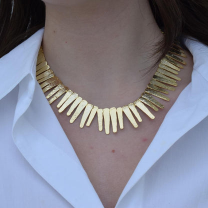 Apollon necklace – Greek hammered jewelry – 18K gold or silver plated, also available in rose gold, hammered sunray design