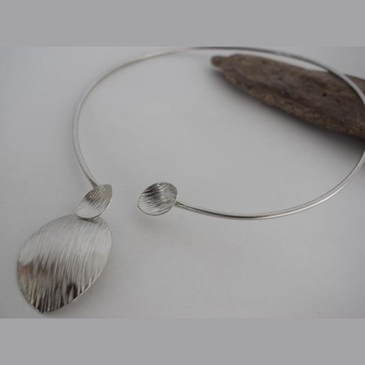 Ostraka II Necklace – Handmade Greek hammered jewelry in 18K gold or silver plated, inspired by ancient carved fragments with bold geometric texture.