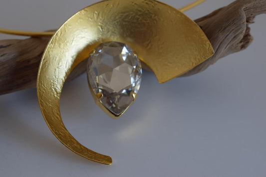 Selene necklace with stones Greek hammered jewelry 18K gold, silver and rose gold plated