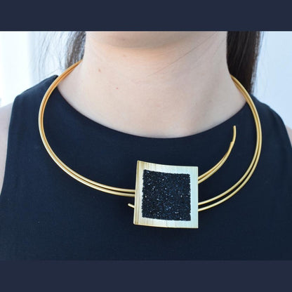 Thyra Necklace – Handmade Greek hammered jewelry with geometric  pendant, available in 18K gold or silver plated finish.