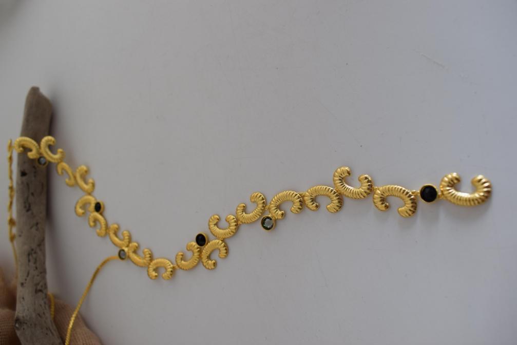 Ikaria Necklace – Handmade Greek hammered jewelry with Swarovski crystals, available in 18K gold or silver plated finish.