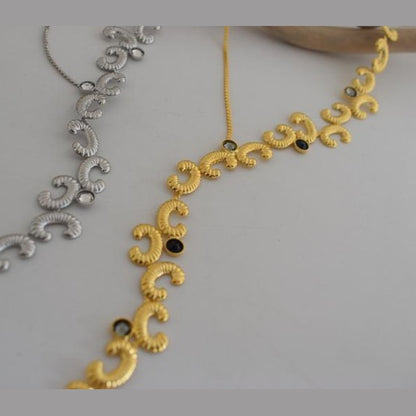 Ikaria Necklace – Handmade Greek hammered jewelry with crystals, available in 18K gold or silver plated finish.