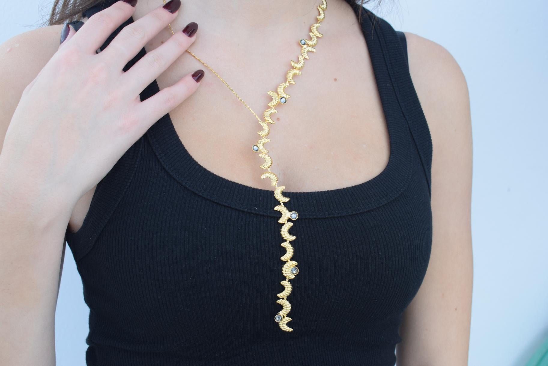 Ikaria Necklace – Handmade Greek hammered jewelry with Swarovski crystals, available in 18K gold or silver plated finish.