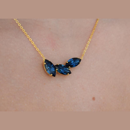 Amaryllis Necklace – Handmade Greek hammered jewelry with crystals, 18K silver plated, inspired by the nymph Amaryllis.