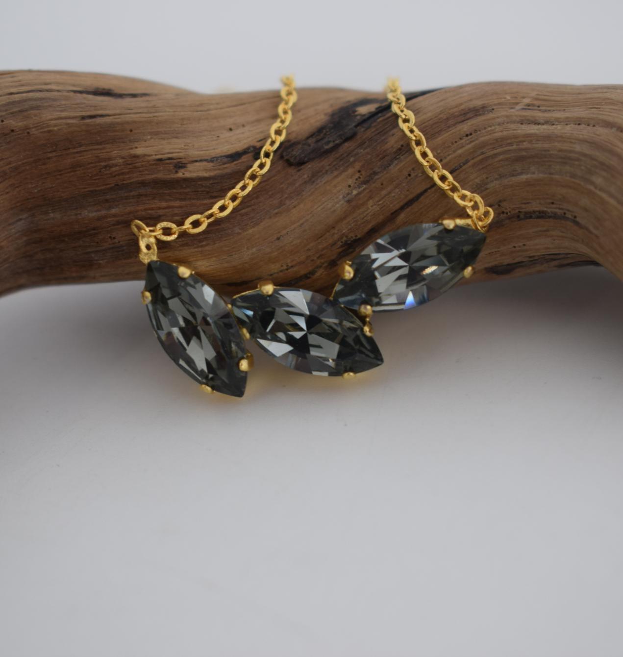 Amaryllis Necklace – Handmade Greek hammered jewelry with Swarovski crystals, 18K silver plated, inspired by the nymph Amaryllis.