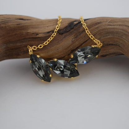 Amaryllis Necklace – Handmade Greek hammered jewelry with crystals, 18K silver plated, inspired by the nymph Amaryllis.