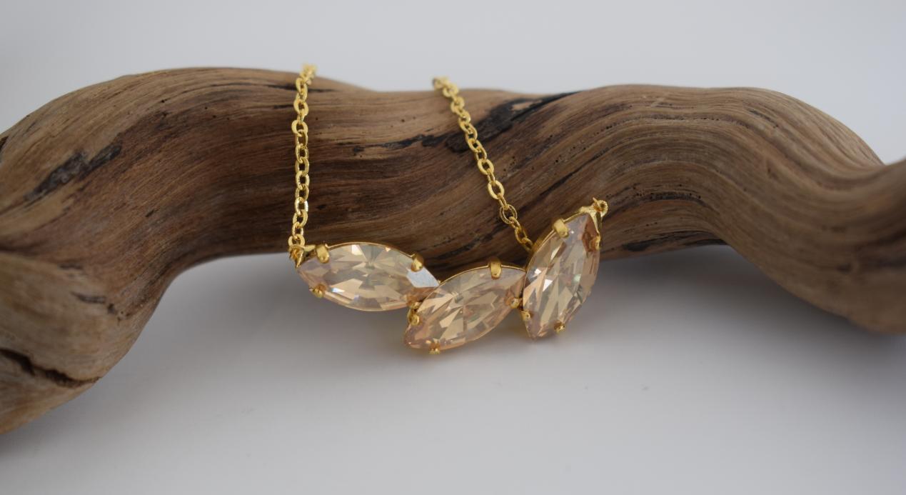 Amaryllis Necklace – Handmade Greek hammered jewelry with Swarovski crystals, 18K silver plated, inspired by the nymph Amaryllis.