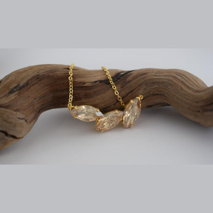 Amaryllis Necklace – Handmade Greek hammered jewelry with crystals, 18K silver plated, inspired by the nymph Amaryllis.