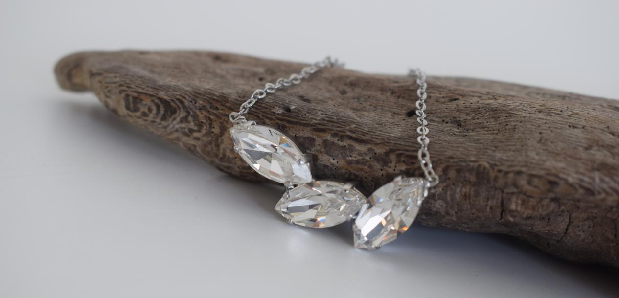 Amaryllis Necklace – Handmade Greek hammered jewelry with Swarovski crystals, 18K silver plated, inspired by the nymph Amaryllis.