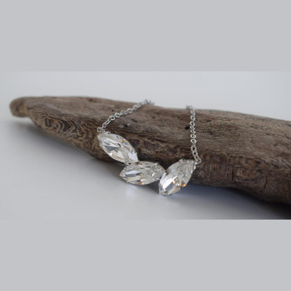 Amaryllis Necklace – Handmade Greek hammered jewelry with crystals, 18K silver plated, inspired by the nymph Amaryllis.