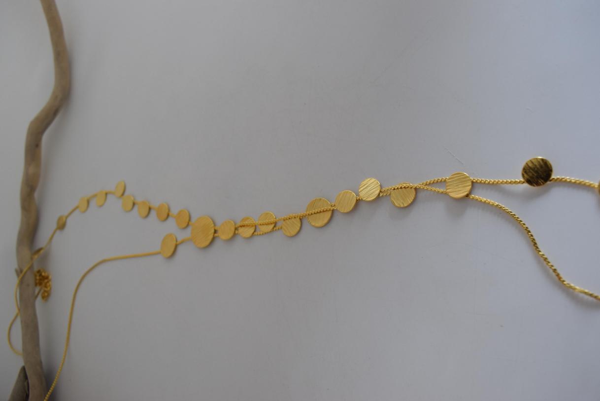 Krateras Necklace – Handmade Greek hammered jewelry with geometric circular design, available in 18K gold or silver plated finish.