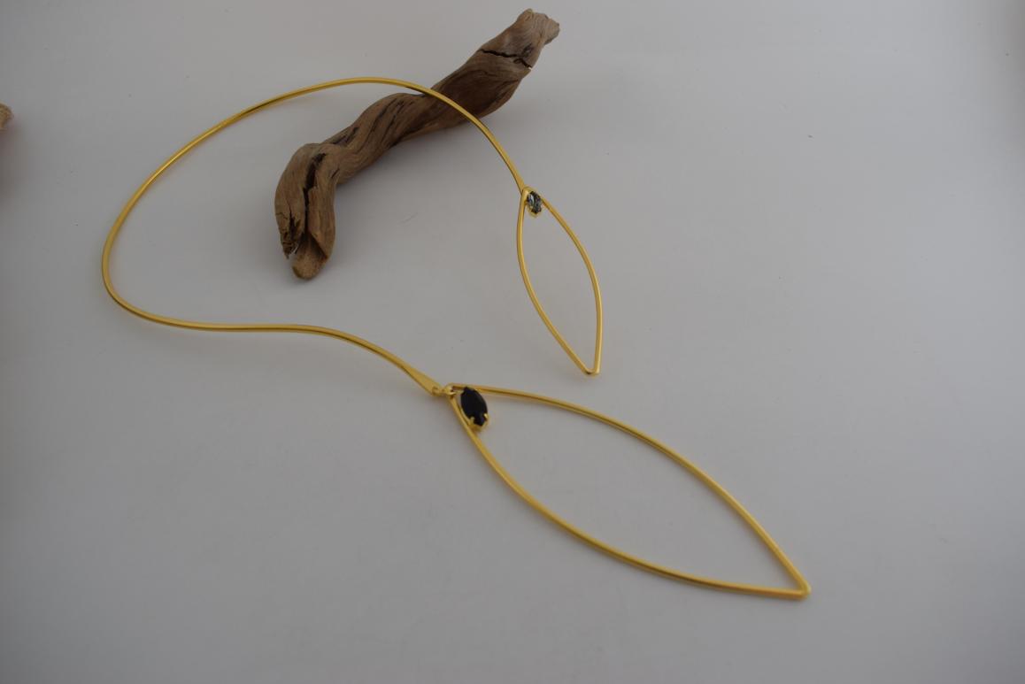 Nereis Necklace – handmade Greek hammered jewelry with Swarovski crystals inspired by sea nymphs, available in 18K gold, silver, and rose gold plated.