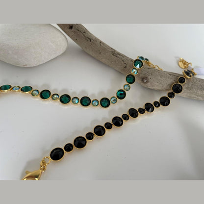 Tinos bracelet with crystal – Greek hammered jewelry – 18K gold, silver, and rose gold plated