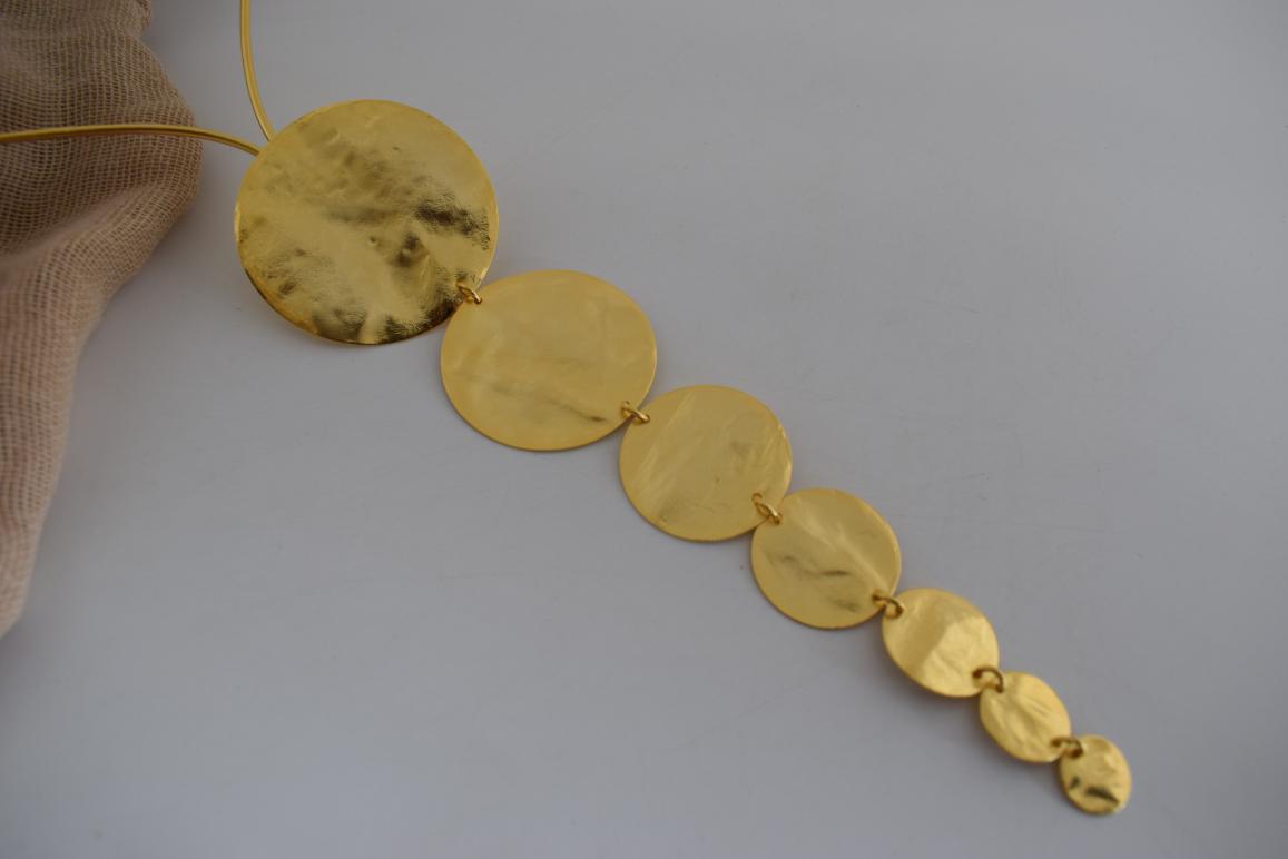 Ampelos 2 Necklace – handmade Greek hammered jewelry inspired by the myth of Ampelos, available in 18K gold and silver plated.