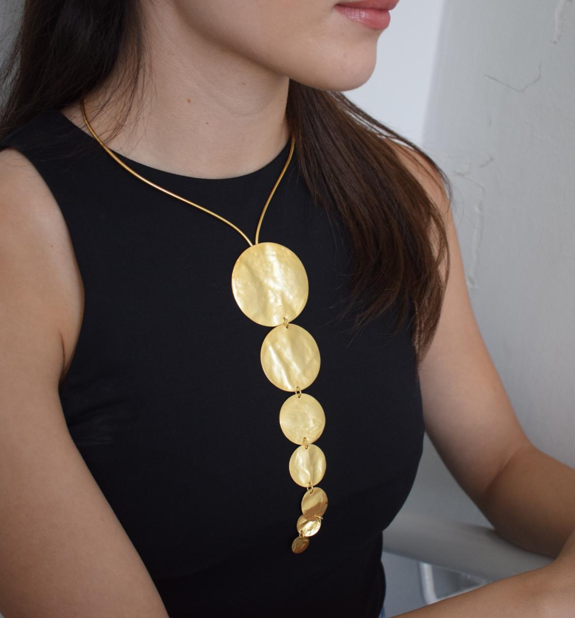 Ampelos 2 Necklace – handmade Greek hammered jewelry inspired by the myth of Ampelos, available in 18K gold and silver plated.