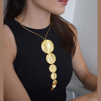 Ampelos 2 Necklace – handmade Greek hammered jewelry inspired by the myth of Ampelos, available in 18K gold and silver plated.