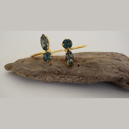 Santorini Bracelet – handmade Greek hammered jewelry with crystals, available in 18K gold and silver plated.