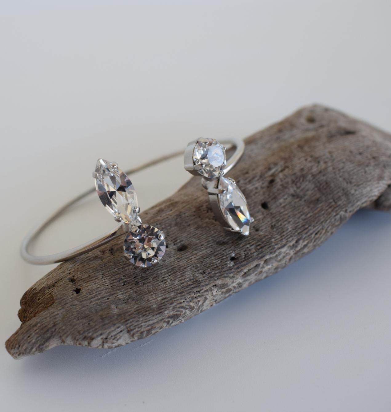 Santorini Bracelet – handmade Greek hammered jewelry with Swarovski crystals, available in 18K gold and silver plated.