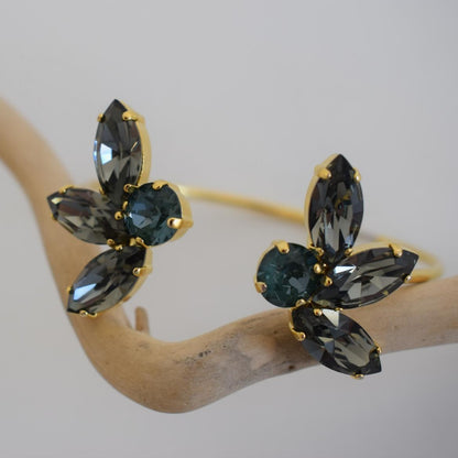 Amaryllis Bracelet – handmade Greek hammered jewelry with blue  crystals, available in 18K gold or silver plated.