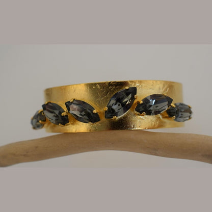 Handmade Hyacinth bracelet, Greek hammered jewelry in 18K gold or silver plated with multiple crystals.