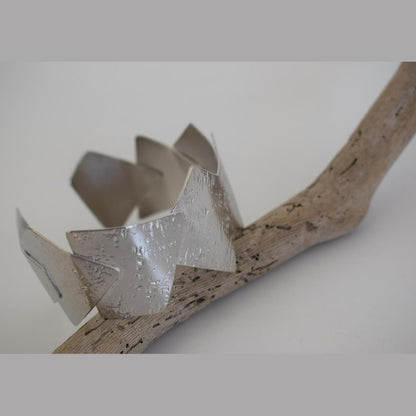 Handmade Meteora bracelet, Greek hammered jewelry in 18K gold or silver plated with angular sculptural geometric plates.