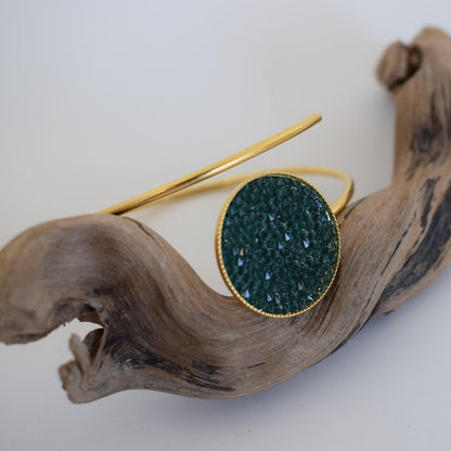 Galaxia 3 bracelet, handmade Greek hammered jewelry with crystals, available in 18K gold or silver plated.