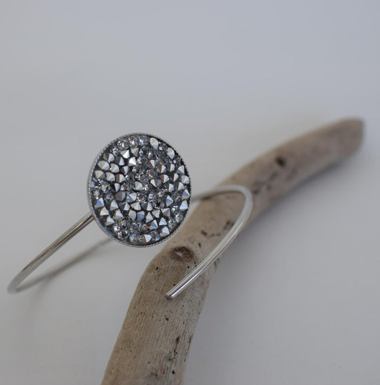 Galaxia 3 bracelet, handmade Greek hammered jewelry with Swarovski crystals, available in 18K gold or silver plated.