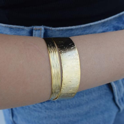 Calypso bracelet, handmade Greek hammered jewelry available in 18K gold and silver plated.