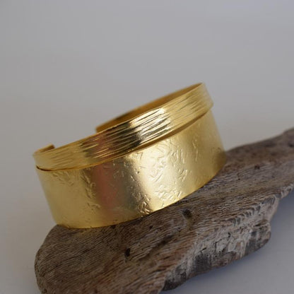 Calypso bracelet, handmade Greek hammered jewelry available in 18K gold and silver plated.