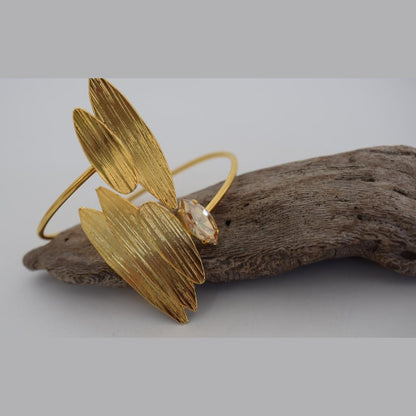 Myrtia bracelet, handmade Greek hammered jewelry with crystals, available in 18K gold and silver plated.