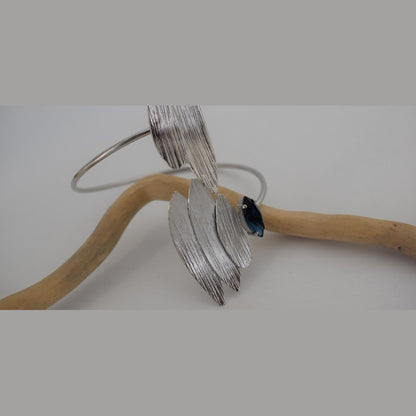 Myrtia bracelet, handmade Greek hammered jewelry with crystals, available in 18K gold and silver plated.