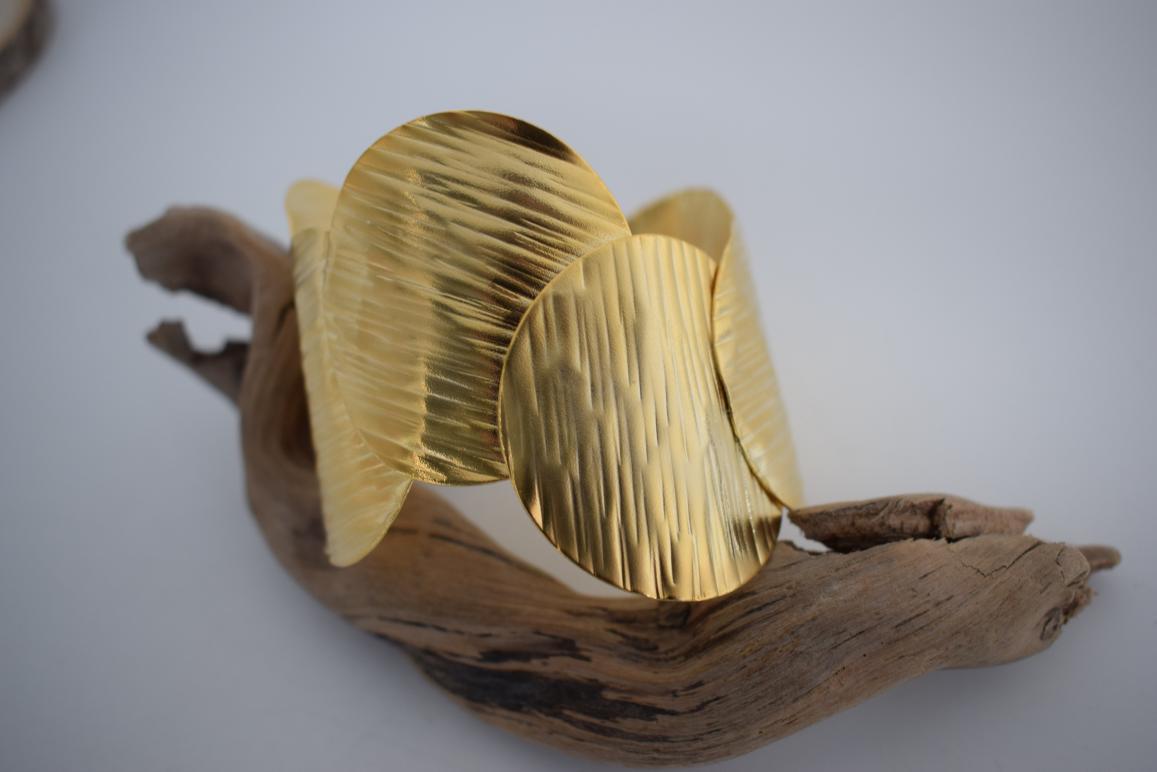 Krateras bracelet, handmade Greek hammered jewelry available in 18K gold and silver plated.