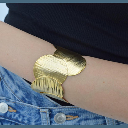 Krateras bracelet, handmade Greek hammered jewelry available in 18K gold and silver plated.