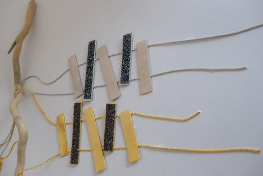 Ravdos necklace – Greek hammered jewelry available in 18K gold plated, 18K silver plated, and rose gold plated versions, adorned with striking black crystal inlays.