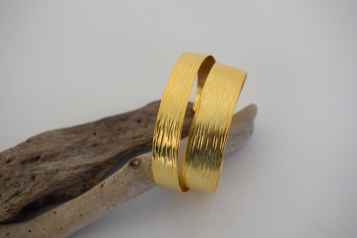 Hermes 2 bracelet, handmade Greek hammered jewelry available in 18K gold and silver plated.