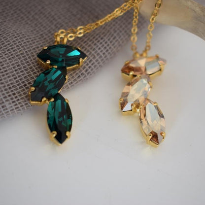Amaryllis necklace – Greek hammered jewelry – 18K gold plated, silver plated, rose gold plated with crystals
